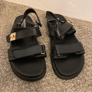 Steve Madden Mona Sandal strapped sling back sporty Black womans size 10